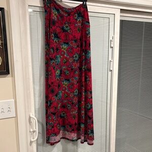LuLaRoe Floral Maxi Skirt in Red and Blue